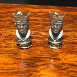Vintage Swank Cufflinks Chess King in Pewter Silver and gold tone